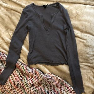 Urban Outfitters, grey, deep cut long sleeve